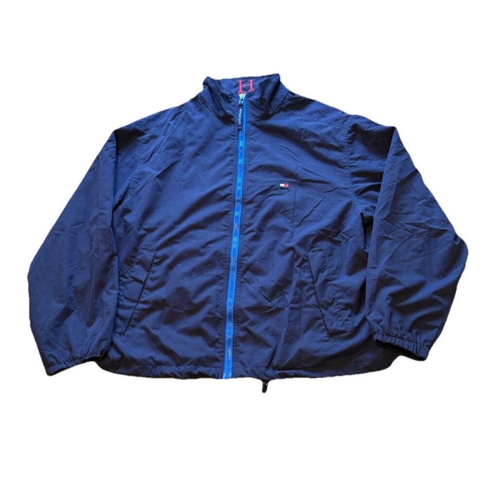 Vintage 90s Tommy Hilfiger Spellout Windbreaker Size L Flag Logo
